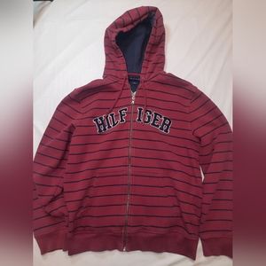 Tommy Hilfiger | Red / Blue Stripped Zip Up Hoodie Size M